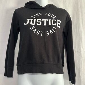 Justice “Live Love” Hoodie – Kids Medium – Black